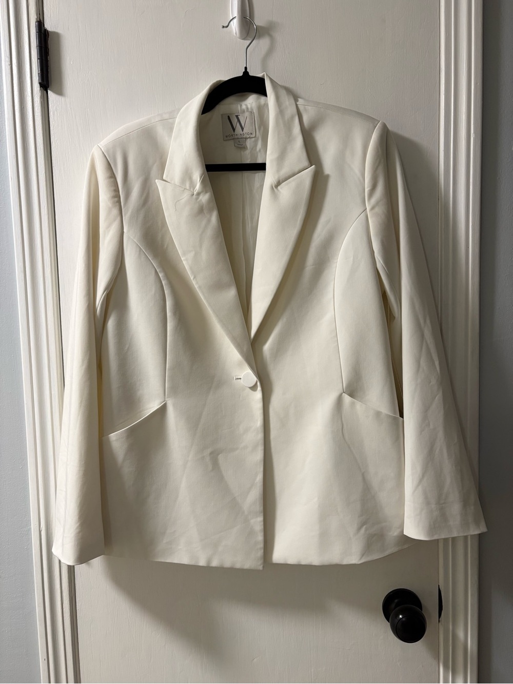 Worthington Cream Single-Button Tailored Blazer